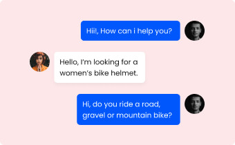 Social Media Inbox Software - Desku A group of people using social media inbox software to text each other about a woman's bike helmet.