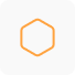 Ai Automation Solutions For Customer Engagement - Desku A hexagonal icon with an orange outline, designed using ai technology for automated production.