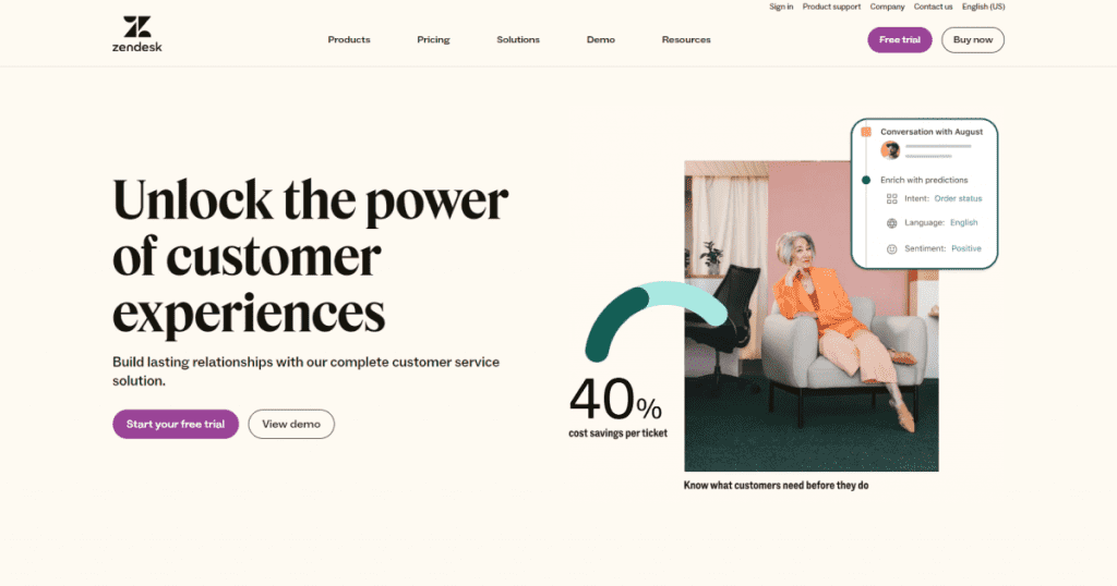 A website offering a zendesk cost comparison to help businesses unlock the power of customer experiences.