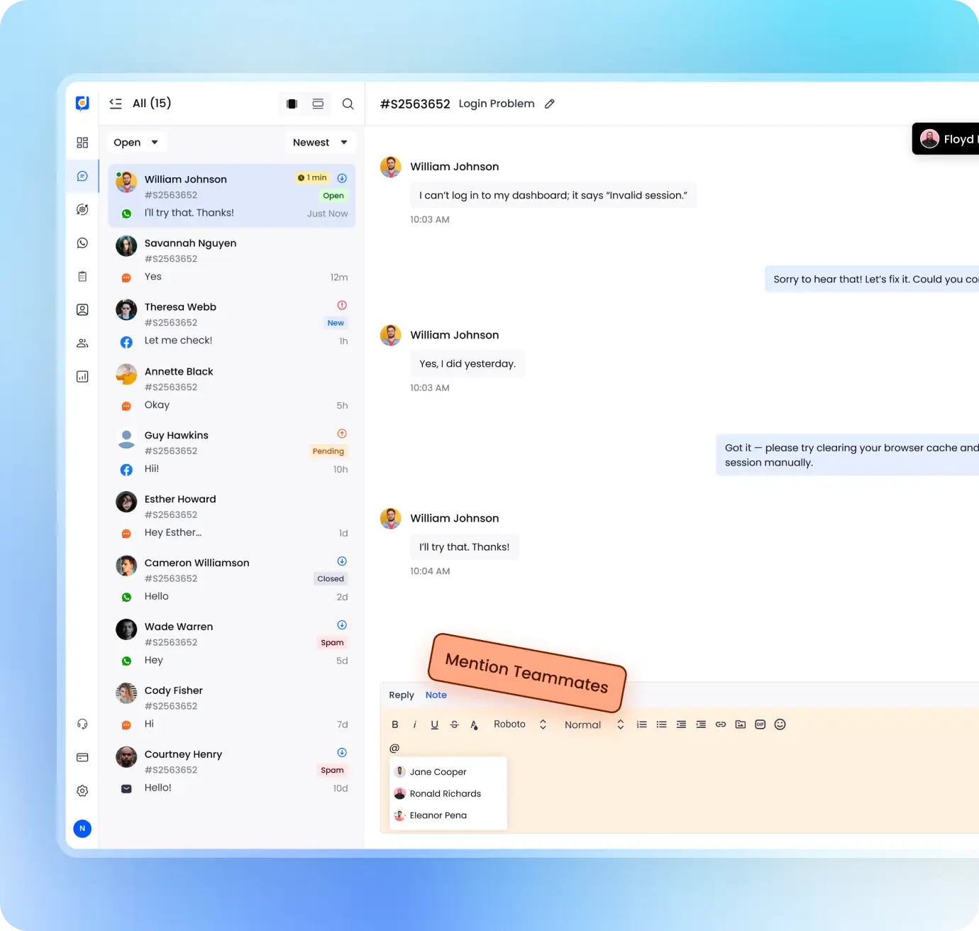 Platform social inbox team collab
