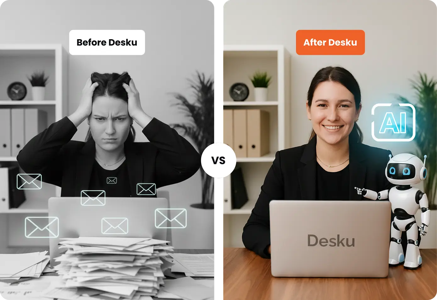 Solutions before vs after desku