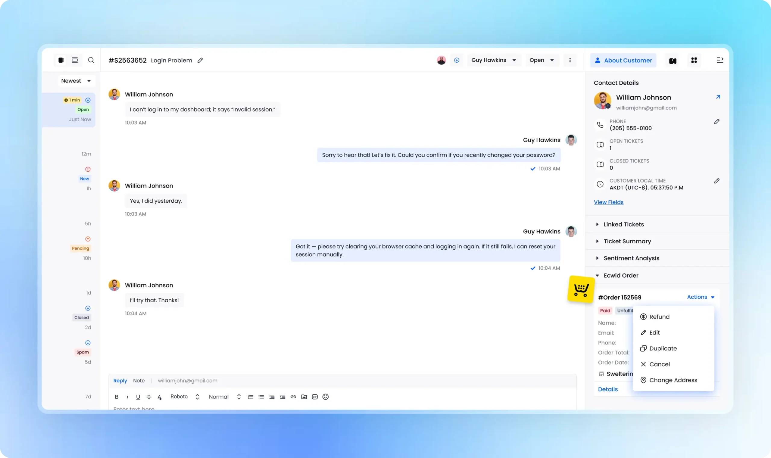 Integration - Ecwid - Desku Integration ecwid orders inside chat scaled