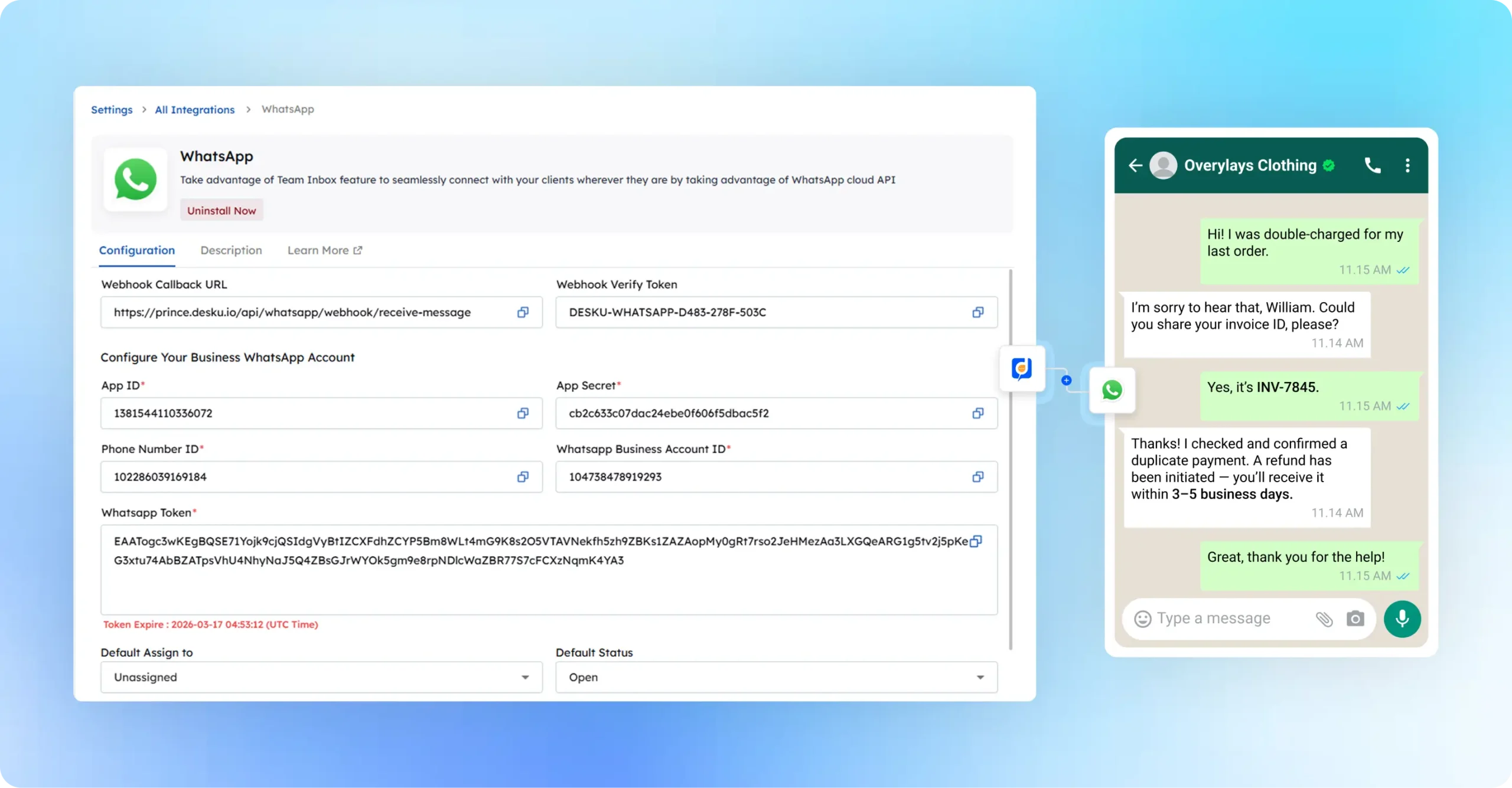 Integration whatsapp configure dashboard scaled