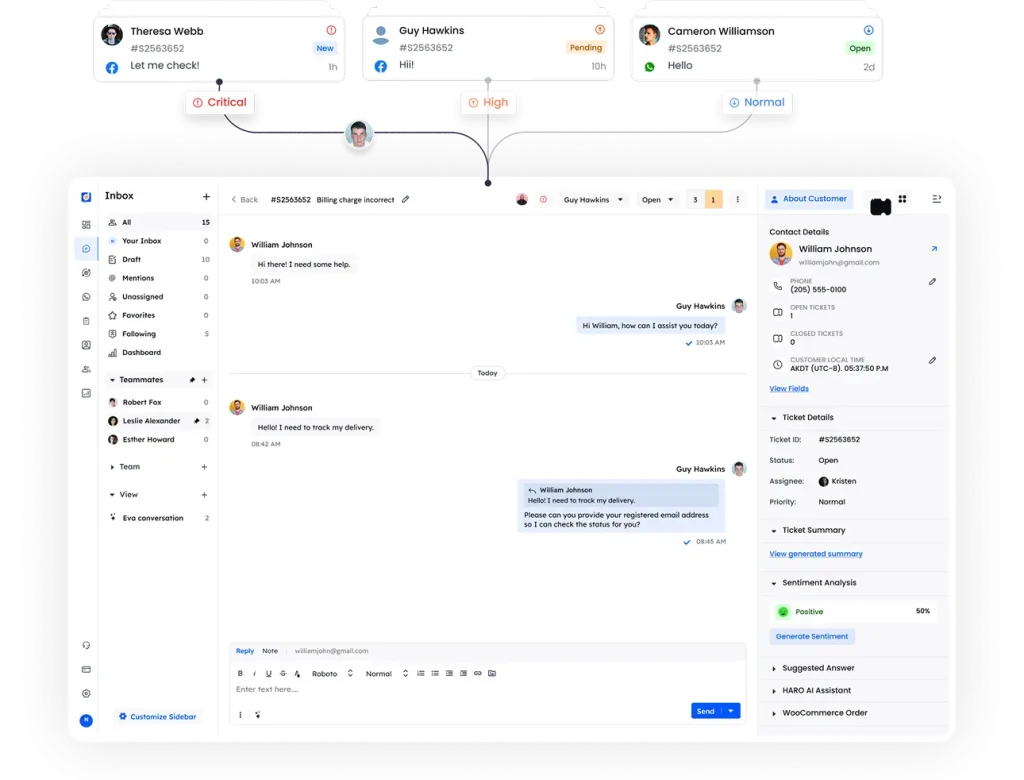 Automated ticket routing by team